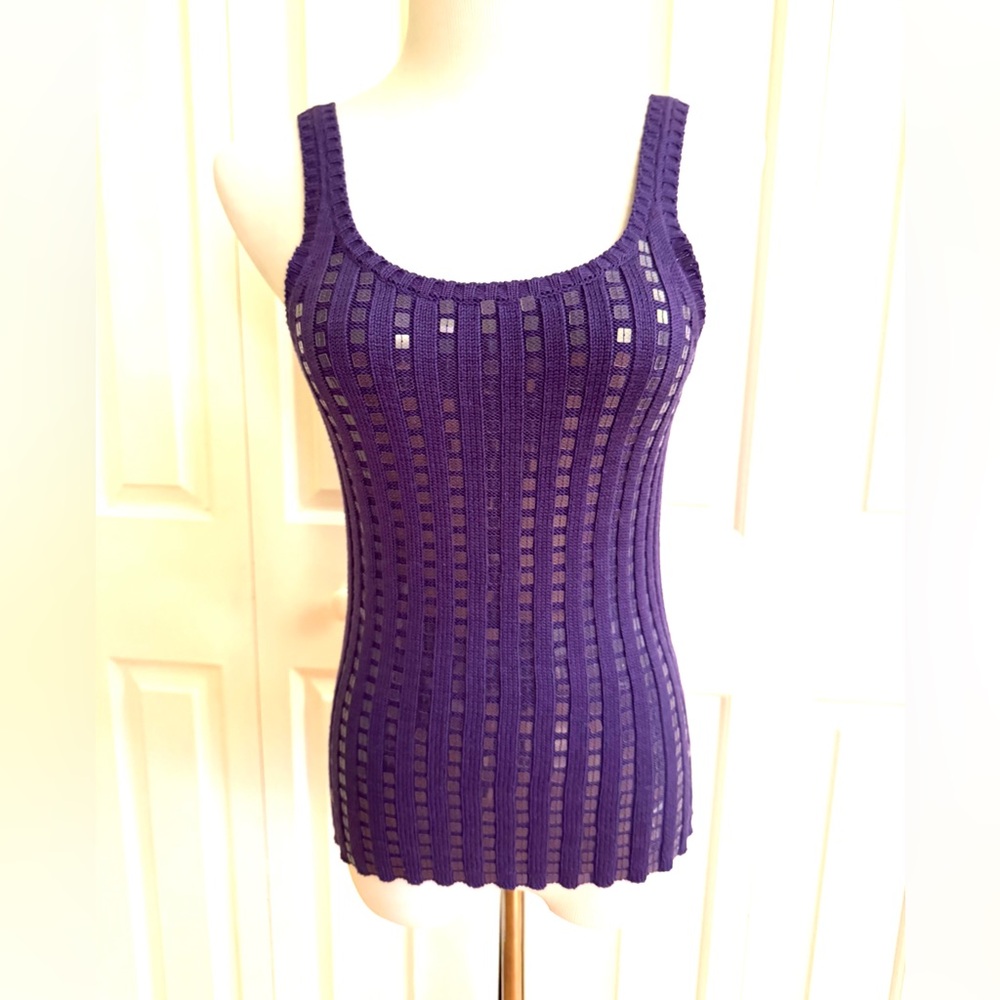 LAUNDRY By Shelli Segal Purple Silk Blend Knit Tank Top M Mint